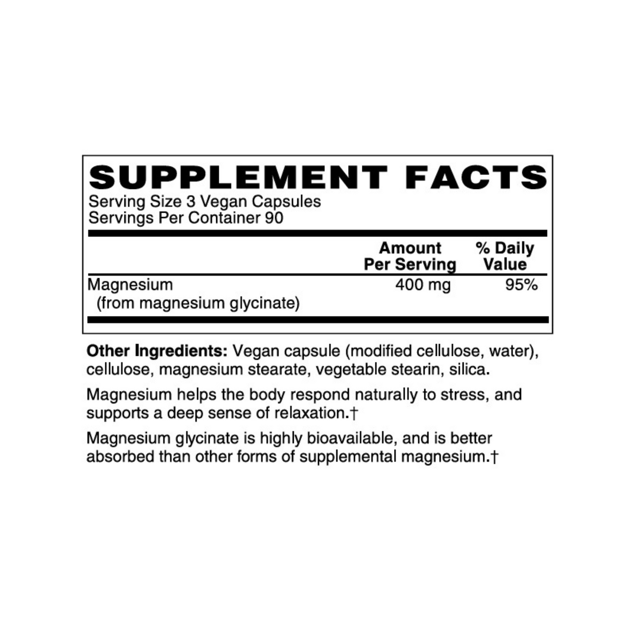 Magnesium Glycinate 400mg Vegan Capsules
