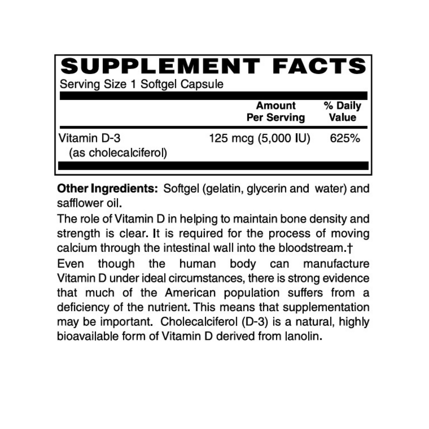 Vitamin D-3 5000iu Softgels